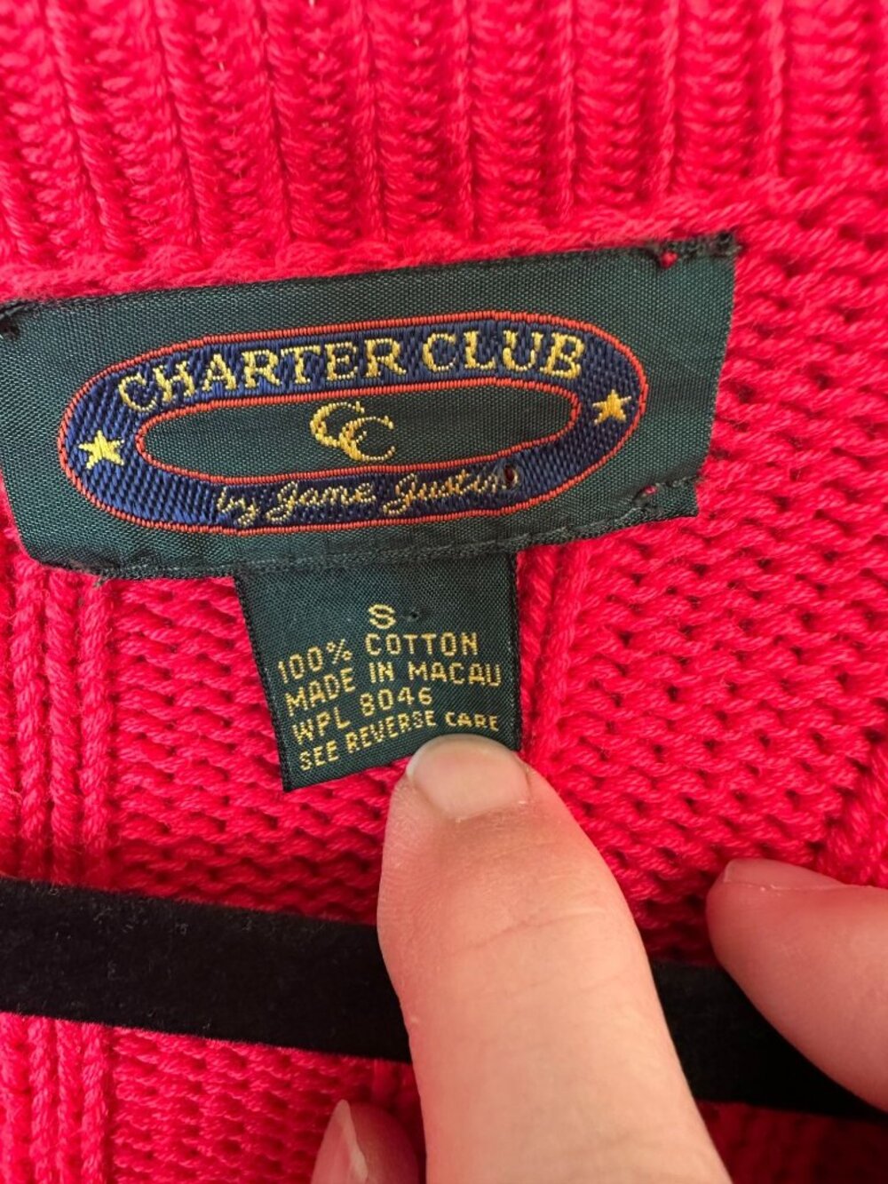 Charter Club Womens Red Cardigan Ribbed Knit Cotton Button Front Small Vintage - Picture 4 of 6
